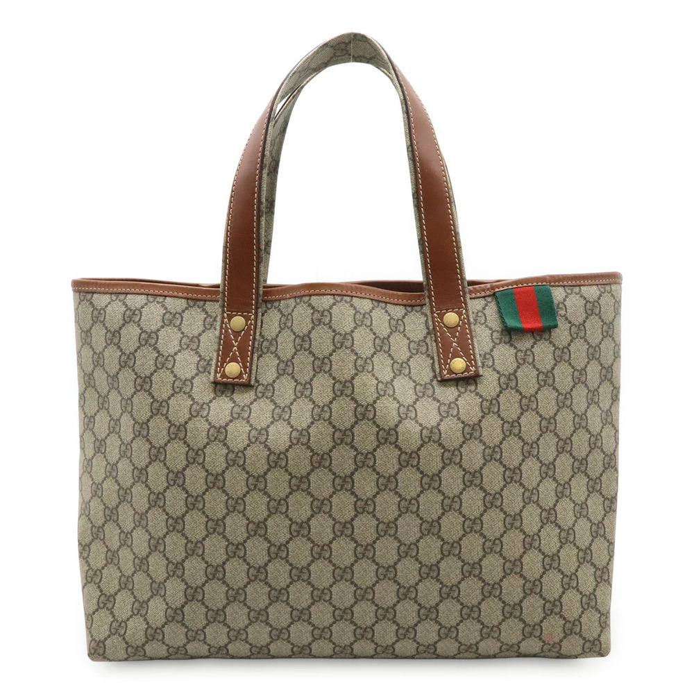 Gucci GG Supreme Sherry Tote Bag Shoulder Leather Beige Cream Brown